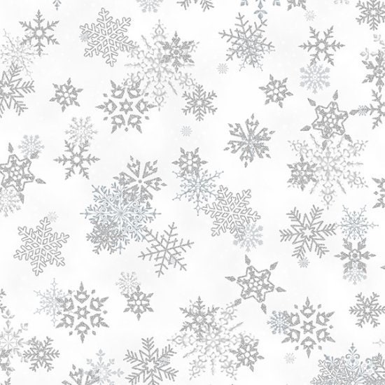 Peace on Earth White Snowflakes 108 Wide Yardage, SKU# WB14207-WHITE