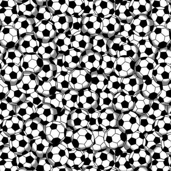 Soccer Balls Fabric / Game On Packed Soccer Balls Fabric by the Yard by Blank Quilting / Soccer Fabric Yardage & Fat Quarters Available