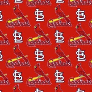 St Louis Cardinals MLB Fabric / Major League Baseball Fabric Licensed MLB by Fabric Traditions / Baseball Fabric Yardage 58&quot; Wide Cotton