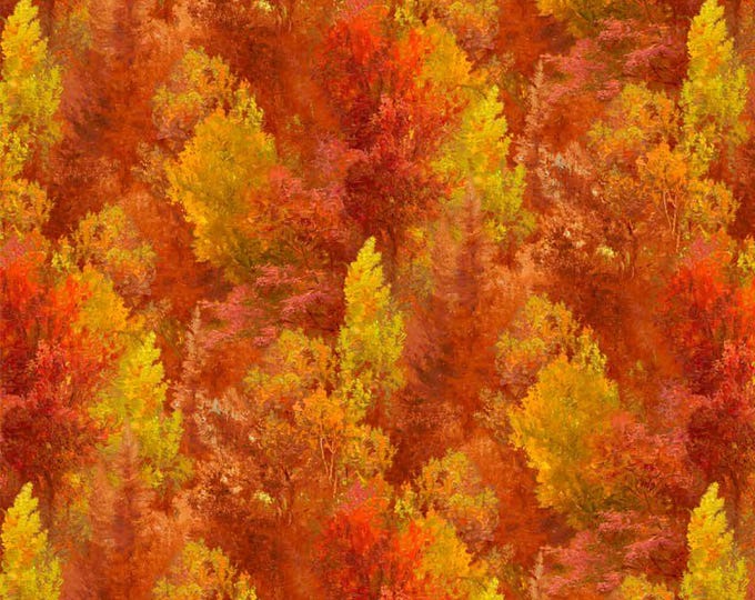 Fat Fall Tree Jpattern Trees in Fall Foliage Orange Autumn Leaf Landscape Fabric by Autumn ...