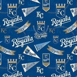 Kansas City Royals Retro MLB Fabric / Major League Baseball Fabric Licensed MLB by Fabric Traditions / Baseball Yardage 58&quot; Wide Cotton