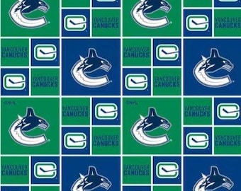 NHL Hockey Vancouver Canucks Fabric / Face Off Cotton Fabric by the yard / Sykel Hockey Vancouver Canucks Fat Quarters & Yardage
