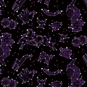 Zodiac Constellations Fabric by the yard / Celestial Magic from Clothworks, Space Fabric Yardage and Fat Quarters Available