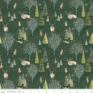 Kerststof, bos bosstof, Santa&#39;s Tree Farm kerstcollectie van Riley Blake Holiday Yardage & Fat Quarters beschikbaar