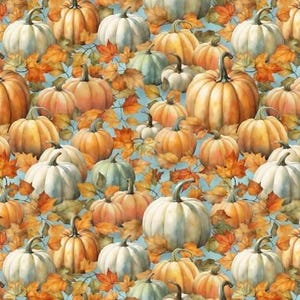Pumpkins and Autumn Leaves Fabric, Glorious Fall by Wilmington Prints / Autumn in the Air Yardage & Fat Quarter Fabric