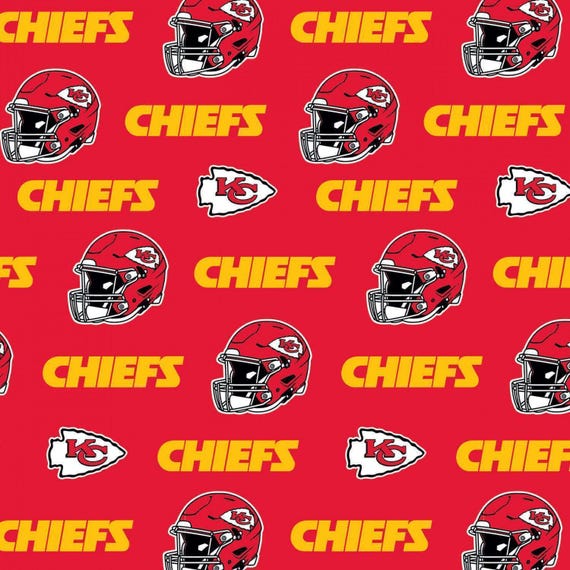 NFL Kansas City Chiefs Fabric / Licensed NFL Cotton Fabric from Fabric Traditions 58" Wide / Football Fabric by the yard