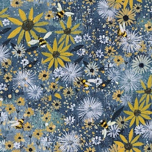 Sunflowers  Fabric / Secret Garden Sunflower Field  Fabric  floral Yardage and Fat Quarters