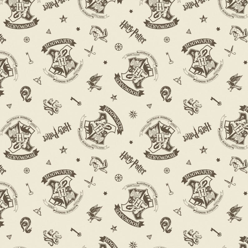 Line Art White Cotton Multiple Sizes Wizarding World Harry Potter Fabric
