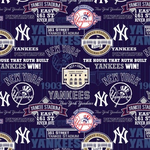 NY Yankees Stadium MLB Fabric / Major League Baseball Fabric Licensed from Fabric Traditions / 44&quot; Wide Cotton Yardage, Fat Quarters