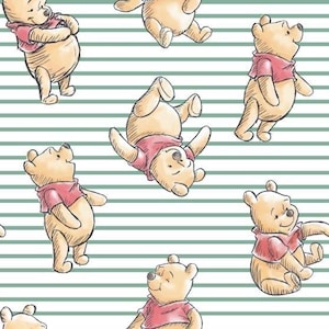Disney Fabric, Winnie the Pooh Stripe / Classic Pooh Licensed Fabric by the Yard from Springs Creative Fabrics, Yardage & Fat Quarters