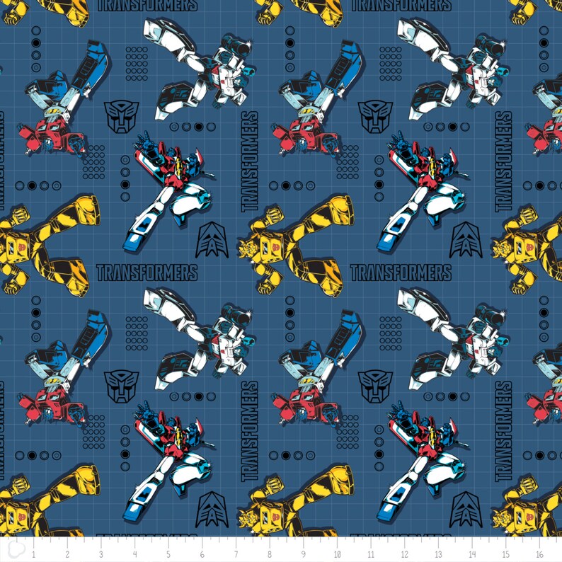 HASBRO TRANSFORMERS ROBOT GENERATION CLASSIC CAMELOT COTTON FABRIC BY THE YARD