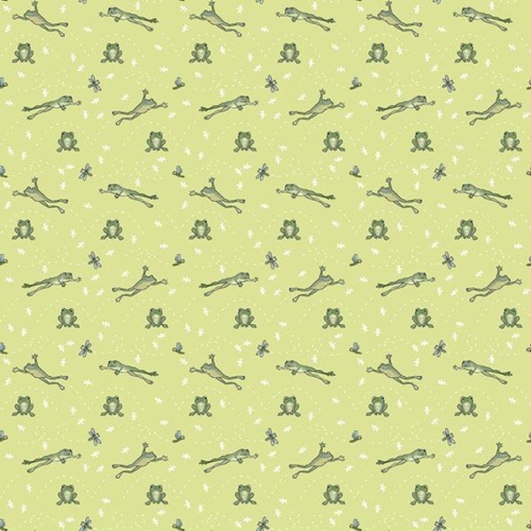 River Romp Leap Frogs on Light Green Fabric by Henry Glass Cotton Material Yardage Fish Fat Quarter & Yardage
