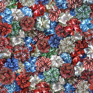 Christmas Bows w/Metallic Christmas Fabric by the Yard From Hoffman Fabrics Ol St Nick Collection / Holiday Yardage & Fat Quarters