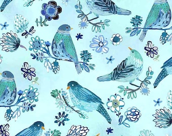 So Fly Blue Birds Fabric, No Place Like Om by Dear Stella Fabrics  Yardage and Fat Quarters