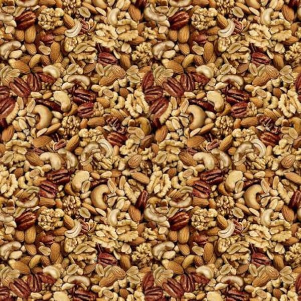 Shell Peanuts Fabric Mixed Nuts Food / Ale House Collection from Benartex / Snack Peanut Fabric Mixed Nuts Yardage and Fat Quarters