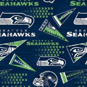 NFL Seattle Seahawks Fabric / Licensed NFL Fabric from Fabric Traditions 58&quot; Wide / Football Fabric by the yard