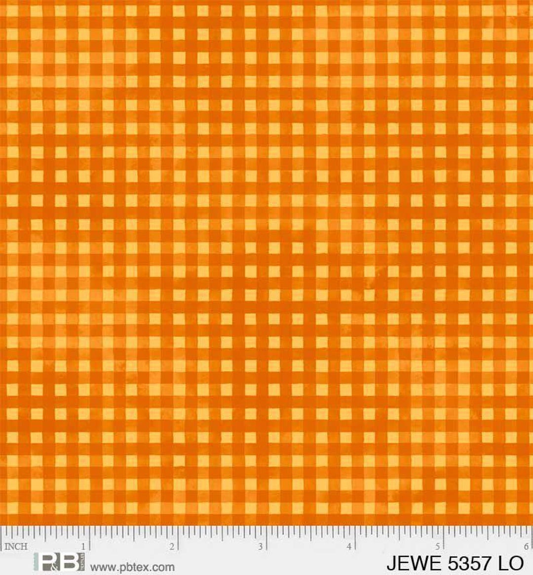オレンジギンガムチェック生地、P&B Fabricsのジュエル、コットン
