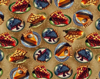 Fruit Pie Slices Fabric Homestead Heritage by Blank / Assorted Pies Yardage / Food Fabric /  Pie Cotton Fabric by the yard and Fat Quarters