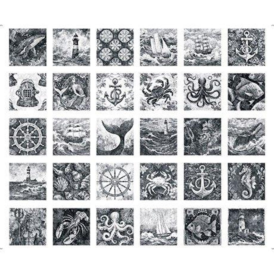 Ocean Block Panel Nautical Motifs Block 36