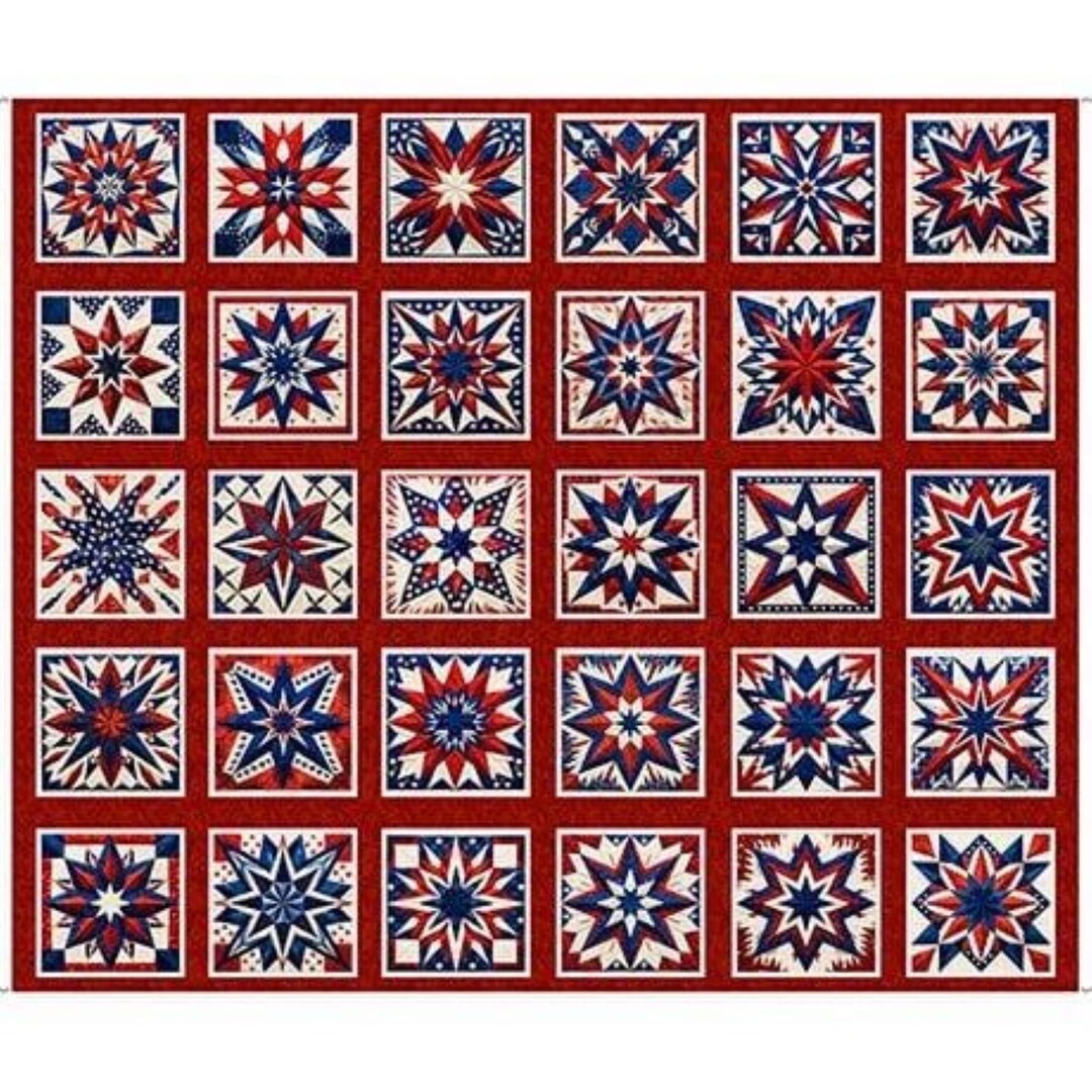 Patriotic Quilt Blocks Panel / American Tapestry Fabric Panel by QT ...