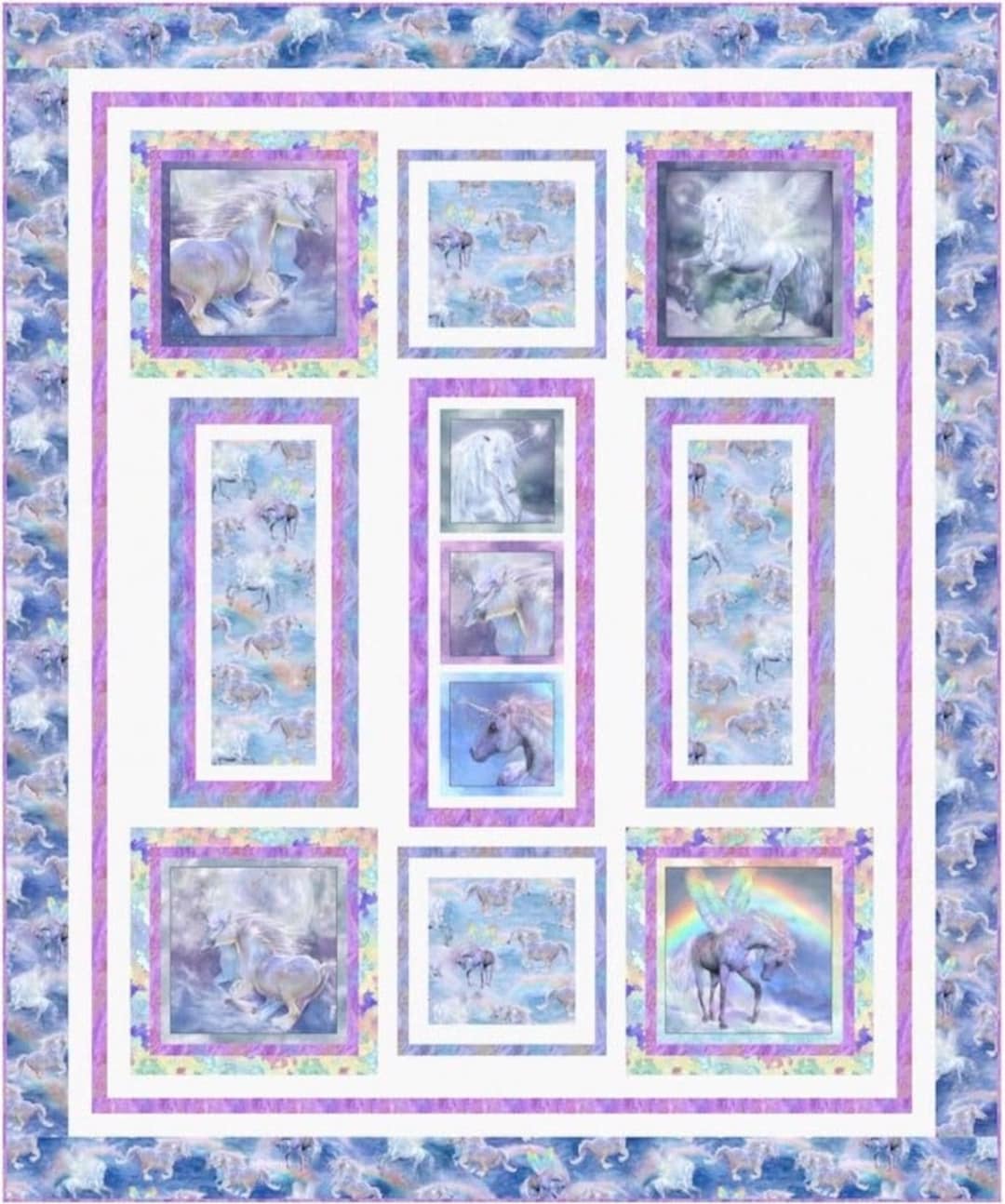 Unicorn Quilt Kit / Unicorn Mystique Quilt Kit Includes Fabric for