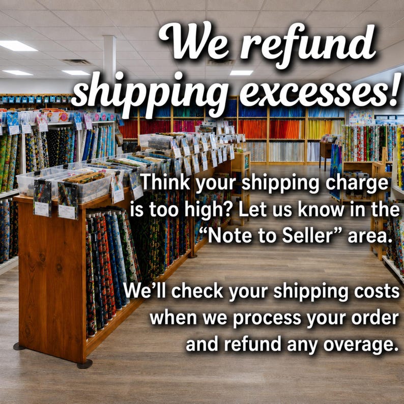 Let us know if Etsy charged you too much for shipping!