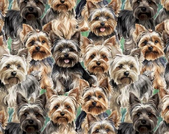 Yorkie Dogs  Allover Fabric / Dog Fabric / Dog Breeds Fabric by David Textiles  / Fat Quarter Fabric