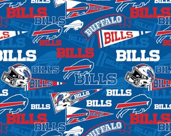 Buffalo Bills NFL-stof / gelicentieerde NFL-stof bt Fabric Traditions / voetbalstof Yardage 44" brede katoenen stof, Fat Quarters beschikbaar
