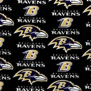 NFL Baltimore Ravens Fabric / Licensed NFL Fabric from Fabric Traditions 58&quot; Wide / Football Fabric by the yard