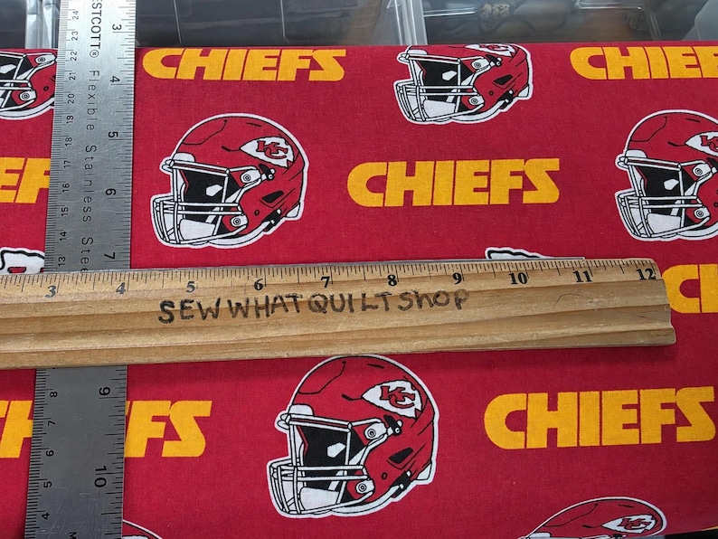 NFL Kansas City Chiefs Fabric / Licensed NFL Cotton Fabric from Fabric Traditions 58" Wide / Football Fabric by the yard image 2