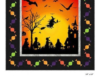 Halloween Quilt Kit / The Treat Trail Quilt Kit using Hoffman California Fabrics Halloween Fabric for Quilt Top and Binding, Quilt 64x64"