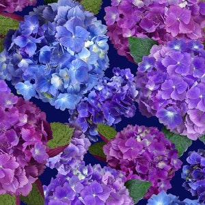 Hydrangea Blooms Packed Hydrangea Fabric by QT Fabrics, Floral Blender Fabric Yardage & Fat Quarters