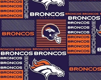 NFL Denver Broncos Fabric / Licensed NFL Cotton Fabric from Fabric Traditions 58" Wide / Football Fabric by the yard