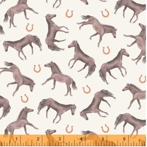 Caballos de la suerte, vaquero del desierto, tela de paisaje desértico cortada a medida, tela del oeste en yardas de Windham Fabrics, Fat Quarters disponibles