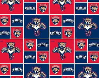Tecido de lã polar NHL Florida Panthers, vendido por metro - 147 cm de largura / Tecido de hóquei licenciado / Ótimo para mantas de lã polar sem costura e cobertores com amarração