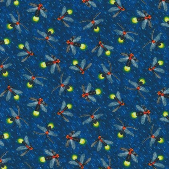Lightning Bug Fabric by the Yard / Frolicking Fields Lightning Etsy