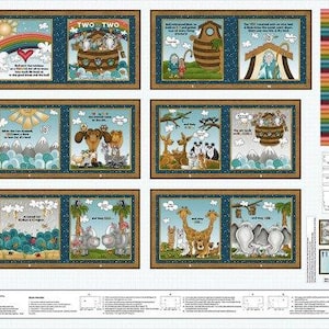 Two by Two Cloth Book Panel / Noah&#39;s Ark Soft Cloth book by Henry Glass / Make it Yourself DIY Soft Book / Nursery Soft Book Panel