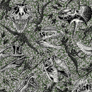 Dinosaur Fabric / Jurassic Park Gray Fossils  by In The Beginning Fabrics / Jurassic Dinosaur Yardage / Fat Quarters and By The Yard