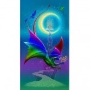 Rainbow Dragon 24&quot; Panel / Rainbow Dragon Blocks Fabric by the Panel 24&quot; x 43&quot; Multi Block Digital Cotton Quilting Panel