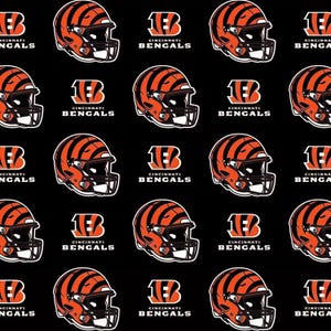 NFL Cincinnati Bengals Fabric / Licensed NFL Cotton Fabric from Fabric Traditions / 58" Football Fabric by the yard