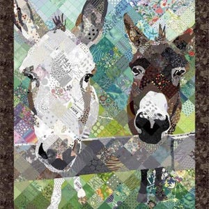 Painel de tecido com estampa de burros, painel de tecido com burros felizes em postes de cerca / Painel de 91 cm (36"), painel de patchwork com estampa de burros / Painéis de tecido para quilting