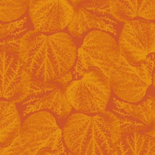 Dark Orange Leaves blender Fabric - Flower Power Floral Collection from Clothworks Cotton Fabric by the Yard & Fat Quarters Available