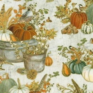 Stof pompoenen, kwartels en emmers / Warm Welcome door Robert Kaufman / Autumn in the Air Yardage & Fat Quarter-stof