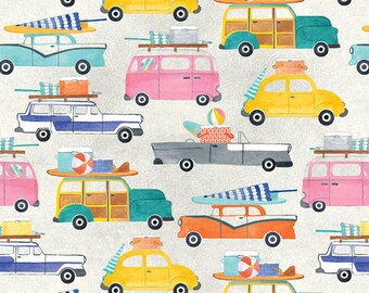 Retro Cars  Fabric from Blank Quilting Beachbound Collection / Summer yardage & fat quarters