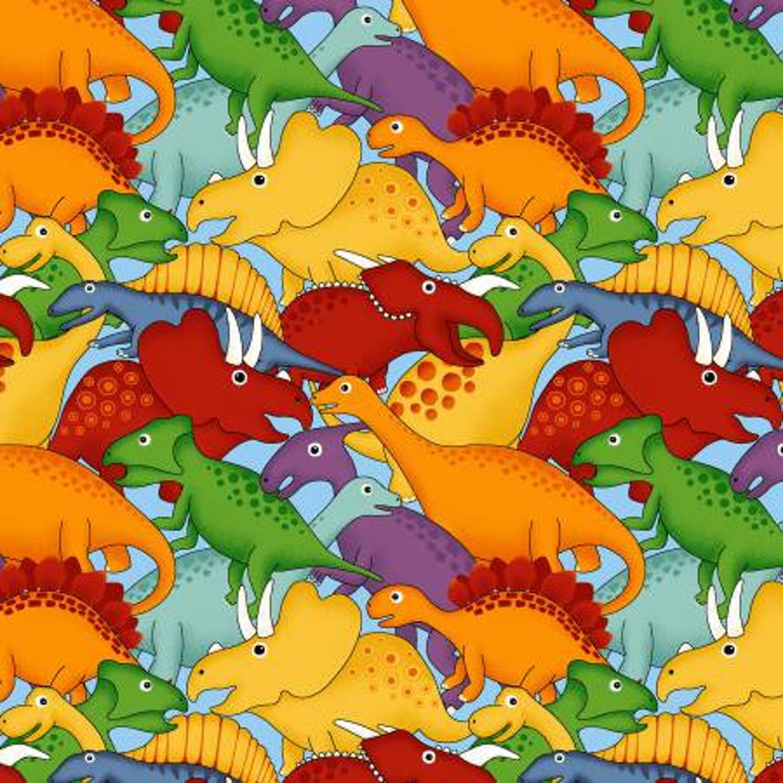 Dinosaur Fabric / Lt Blue Dinosaurs Lost World by Fabriquilt Etsy