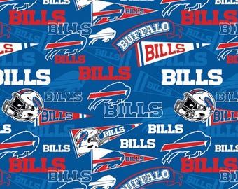 Buffalo Bills NFL Stoff / Lizenzierter NFL-Stoff von Fabric Traditions / Football Fabric Yardage 44 "breiter Baumwollstoff, Fat Quarters erhältlich