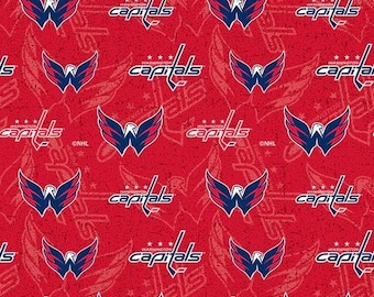 NHL Washington Capitals Hockey Fabric / Hockey Fabric by the yard / Licensed to Sykel by The National Hockey League Fat Quarters & Yardage