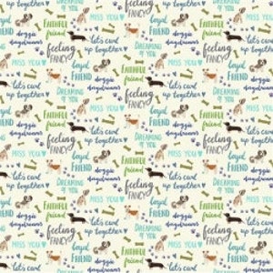 Uptown Dogs and Words on CreamFabric by the yard from Clothworks  Dog Breeds Fabric & Fat Quarters Available