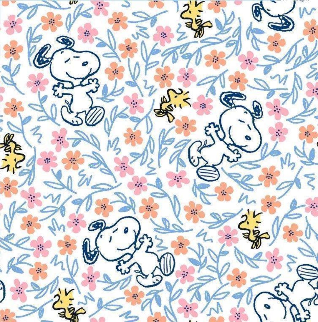Peanuts Fabric / Peanuts Snoopy and Woodstock, Licensed by Springs