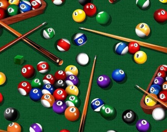 Billiard Balls Pool Fabric by the Yard / Game Fabric / Game Night